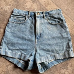 American Apparel high-waisted jean shorts. Heavy denim
